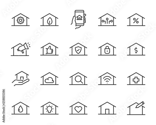 set of home icons, such as smart home, cloud, sale, wifi, tax, phone
