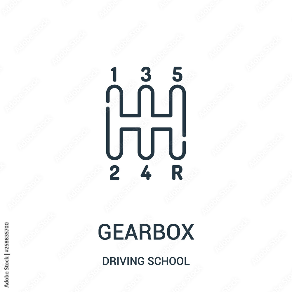 gearbox icon vector from driving school collection. Thin line gearbox