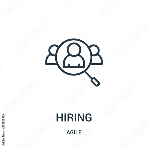 hiring icon vector from agile collection. Thin line hiring outline icon vector illustration.