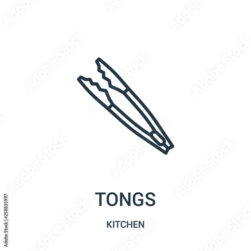 tongs icon vector from kitchen collection. Thin line tongs outline icon vector illustration. photo
