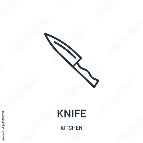 knife icon vector from kitchen collection. Thin line knife outline icon vector illustration.