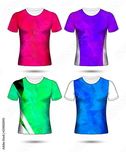  t-shirt templates abstract geometric collection of different colors polygonal mosaic