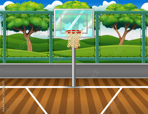 Cartoon background of basketball court for game