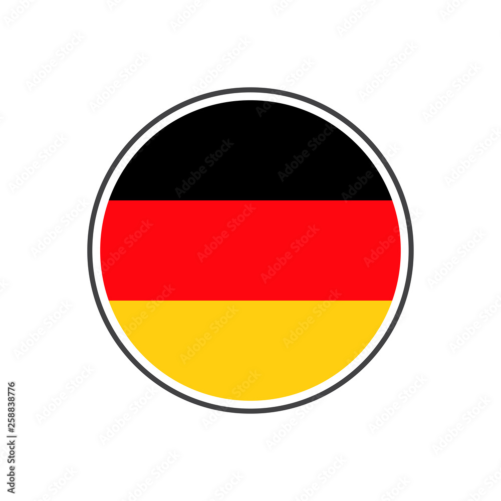Circle germany flag with icon vector isolated on white background Circle germany flag with icon vector isolated on white background