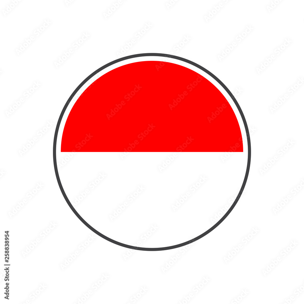 Circle indonesia flag with icon vector isolated on white background Circle indonesia flag with icon vector isolated on white background