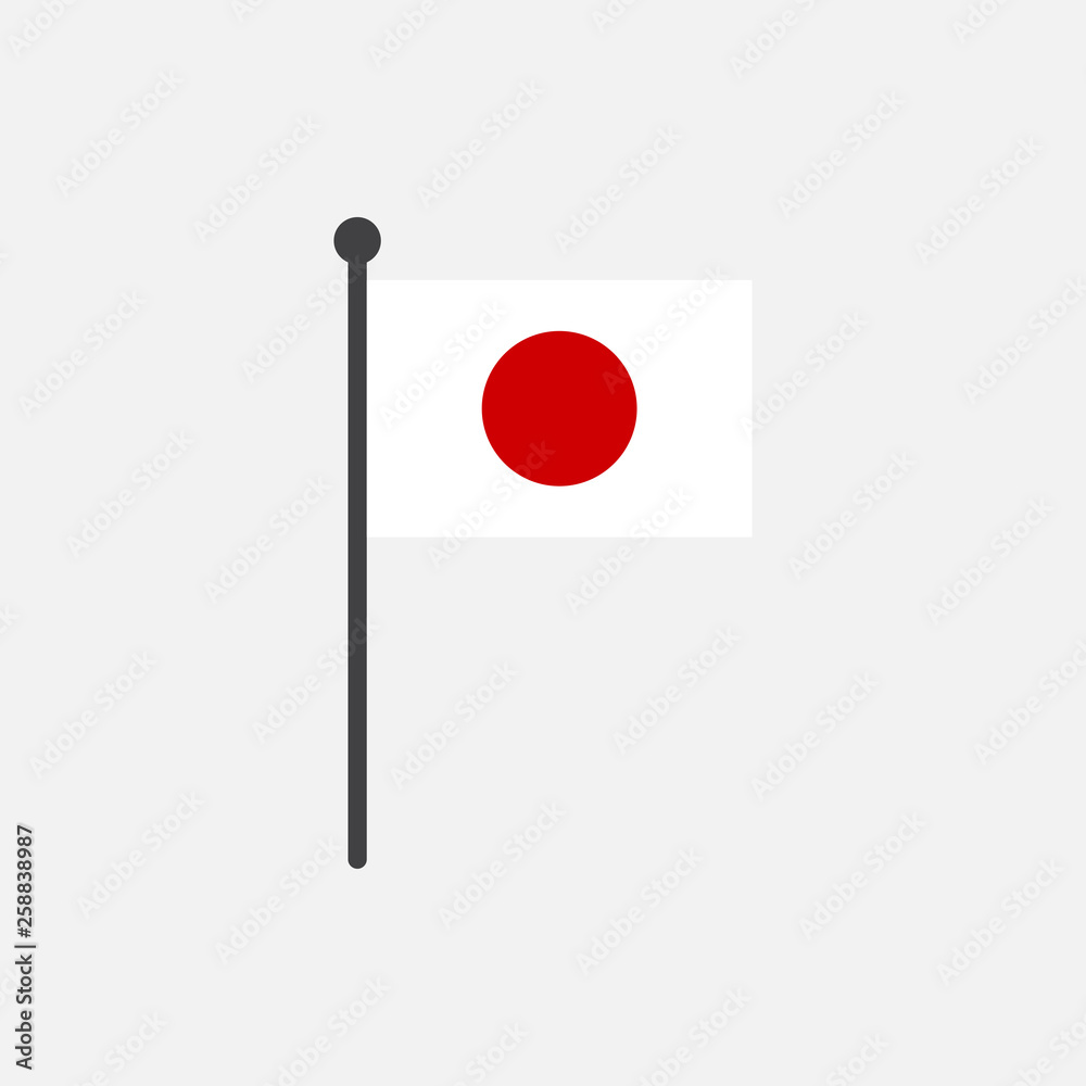 japan flag with pole icon vector isolated on white background japan flag with pole icon vector isolated on white background