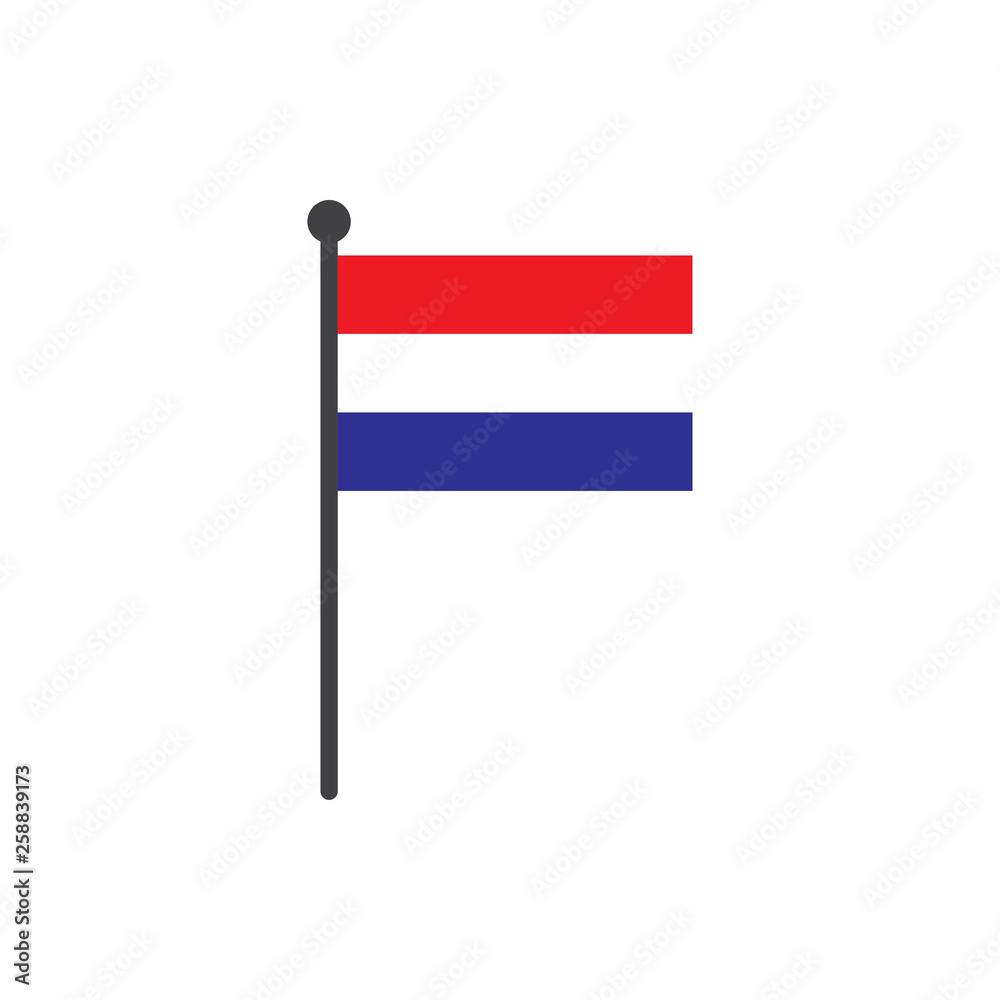 netherland flag with pole icon vector isolated on white background netherland flag with pole icon vector isolated on white background