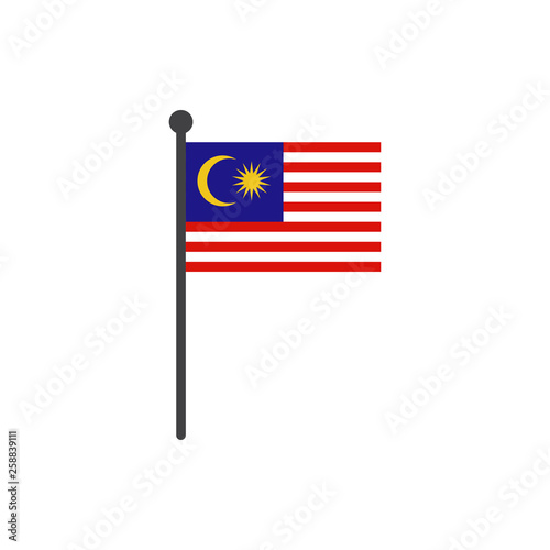 malaysia flag with pole icon vector isolated on white background