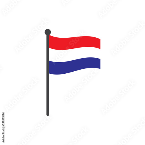 netherland flag with pole icon vector isolated on white background