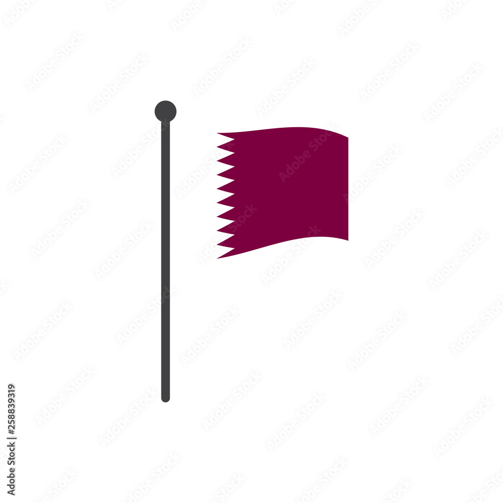 qatar flag with pole icon vector isolated on white background qatar flag with pole icon vector isolated on white background