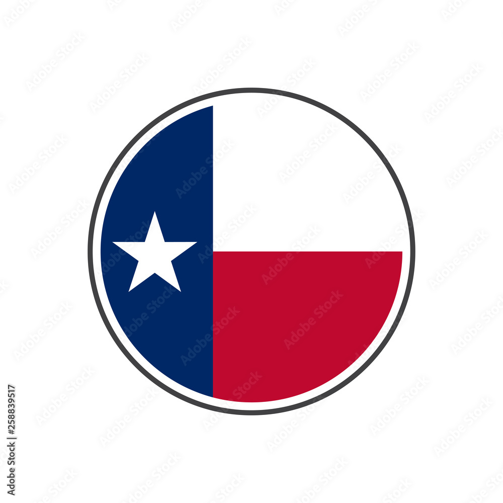 Circle texas flag with icon vector isolated on white background Circle texas flag with icon vector isolated on white background