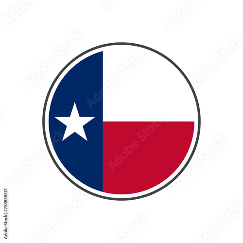 Circle texas flag with icon vector isolated on white background