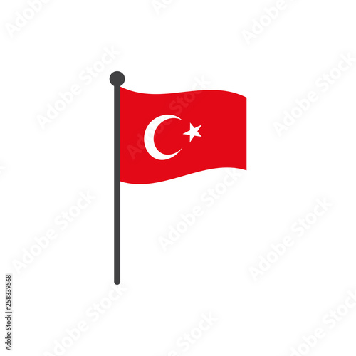 turkey flag with pole icon vector isolated on white background