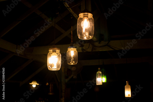 DIY lamp made from recycled old bottles