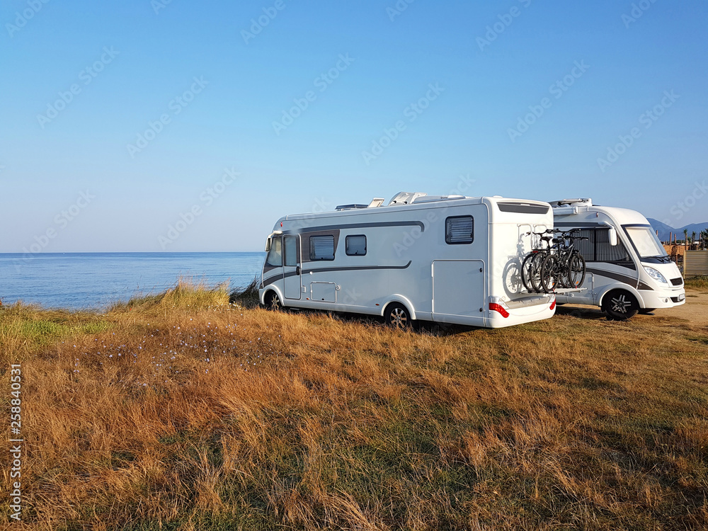 caravan car summer holidays by the sea