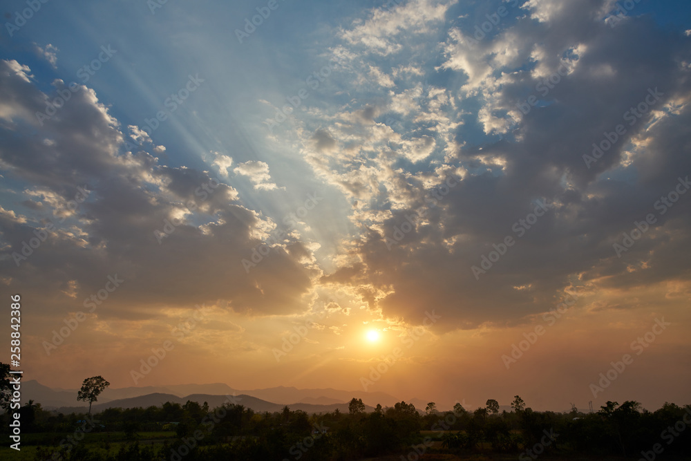 Beautiful sky peach in the evening in Thailand Beautiful sky peach in the evening in Thailand