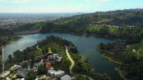 Aerial video of the Hollywood Reservoir