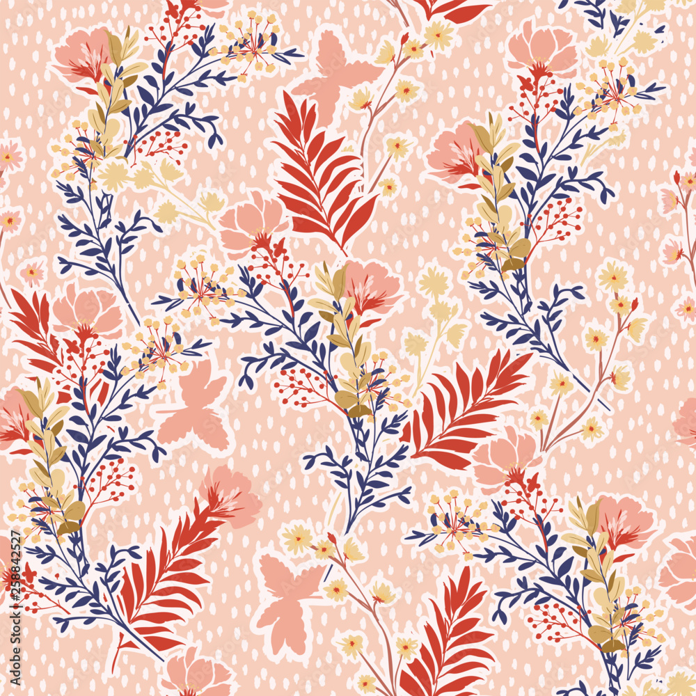 Seamless vector pattern Vector illustration of a hand drawn meadow ...