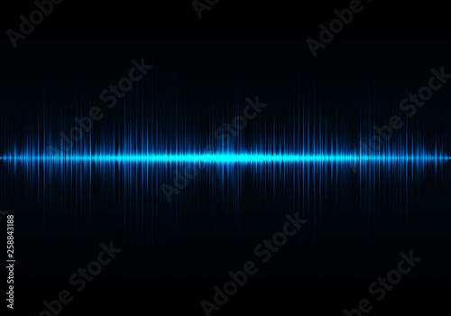 Sound wave vector background. Blue digital equalizer