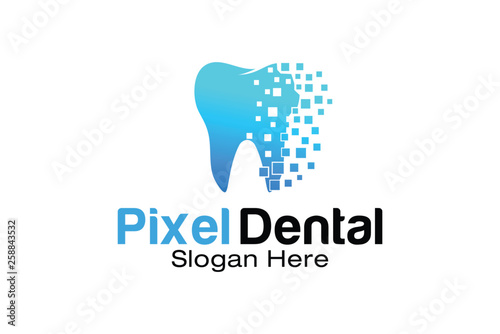 Digital pixel dental logo design template