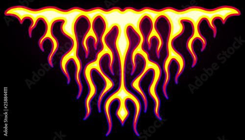 Blazing fire decals for the hood of the car. Hot Rod Racing Flames. Vinyl ready tribal flames. Vehicle and motorbike stickers, with burning effect. Vector. 