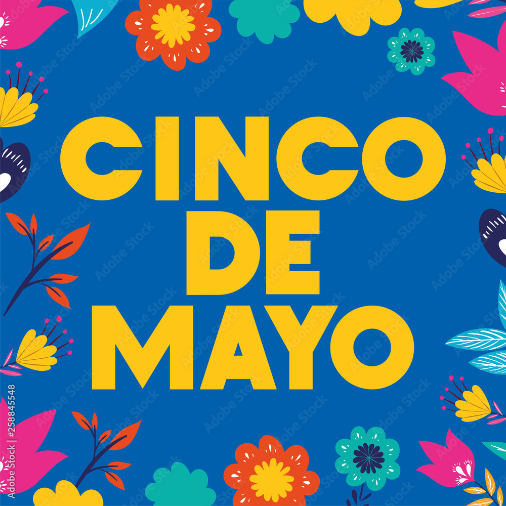 cinco de mayo card with floral frame cinco de mayo card with floral frame
