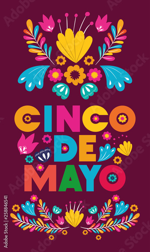 cinco de mayo card with floral decoration