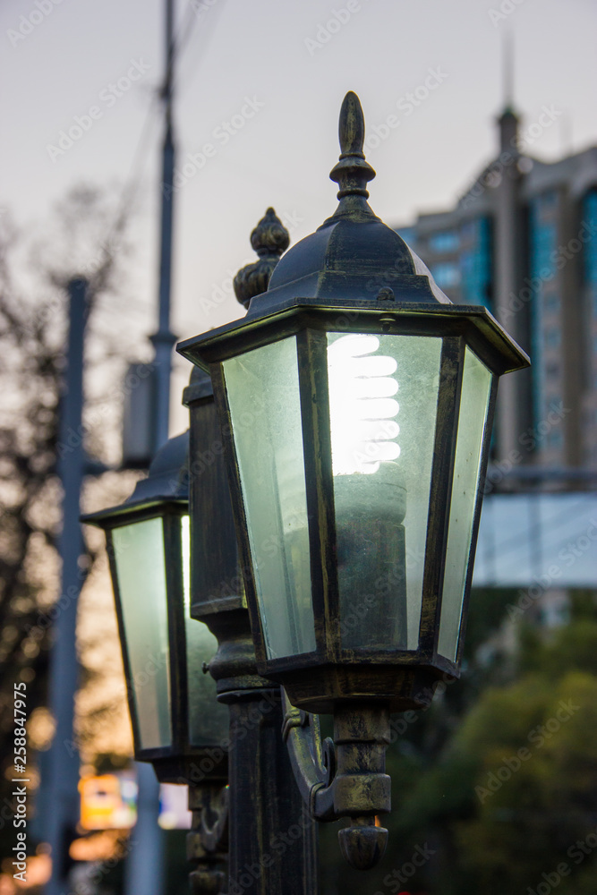 Old-styled street lantern in Almaty, Kazakhstan