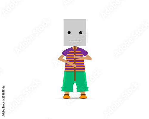 A man with a mask of indifference. Emotions, feelings, state of mind. Vector illustration.