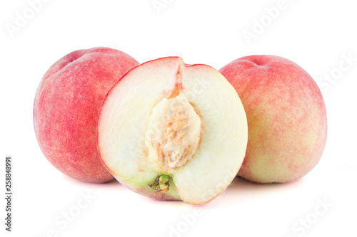 half of peaches isolated on white background