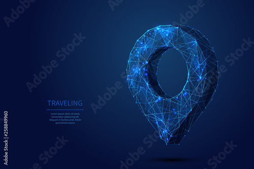 pin low poly blue