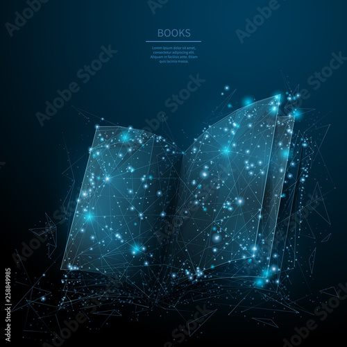 open book low poly blue