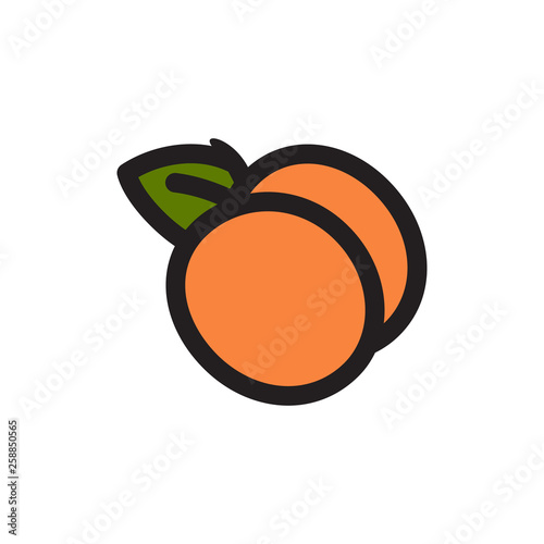 peach icon in flat style isolated vector illustration on white transparent background
