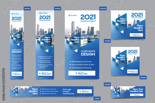 City Background Corporate Web Banner Template in multiple sizes. Easy to adapt to Brochure, Annual Report, Magazine, Poster, Corporate Advertising media, Flyer, Website.