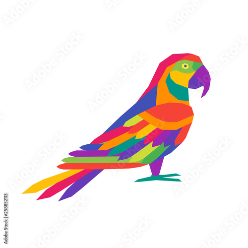 Geometric polygonal parrot. Abstract colorful animal. Vector illustration. © Marinika