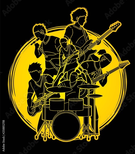 Musician playing music together, Music band graphic vector