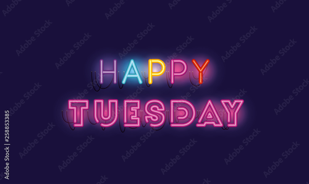 happy tuesday fonts neon lights