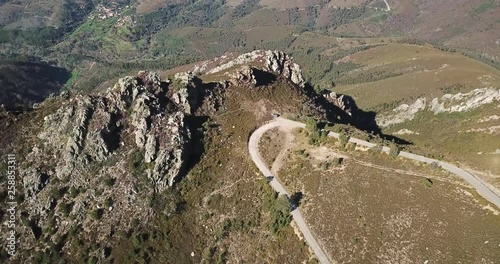 Aerial view, by drone, mountains landscape on St. Macário mountains, in Portugal photo