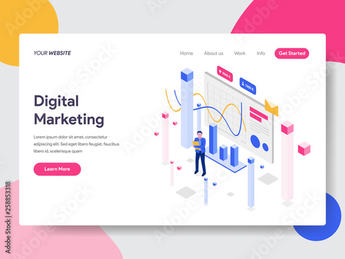 Landing page template of Engagement Rate Isometric Illustration Concept. Isometric flat design concept of web page design for website and mobile website.Vector illustration