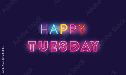 happy tuesday fonts neon lights