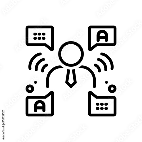 Black line icon for fluent dragoman 