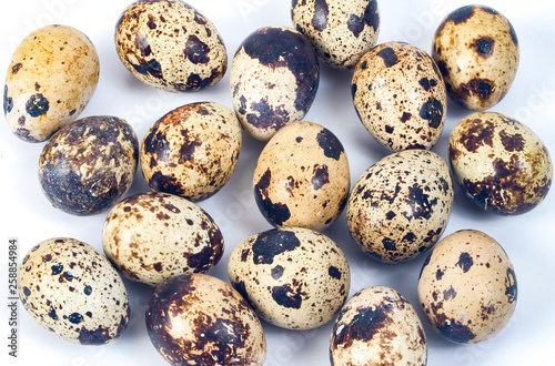 Fresh Quail eggs on background.Food and health concept.