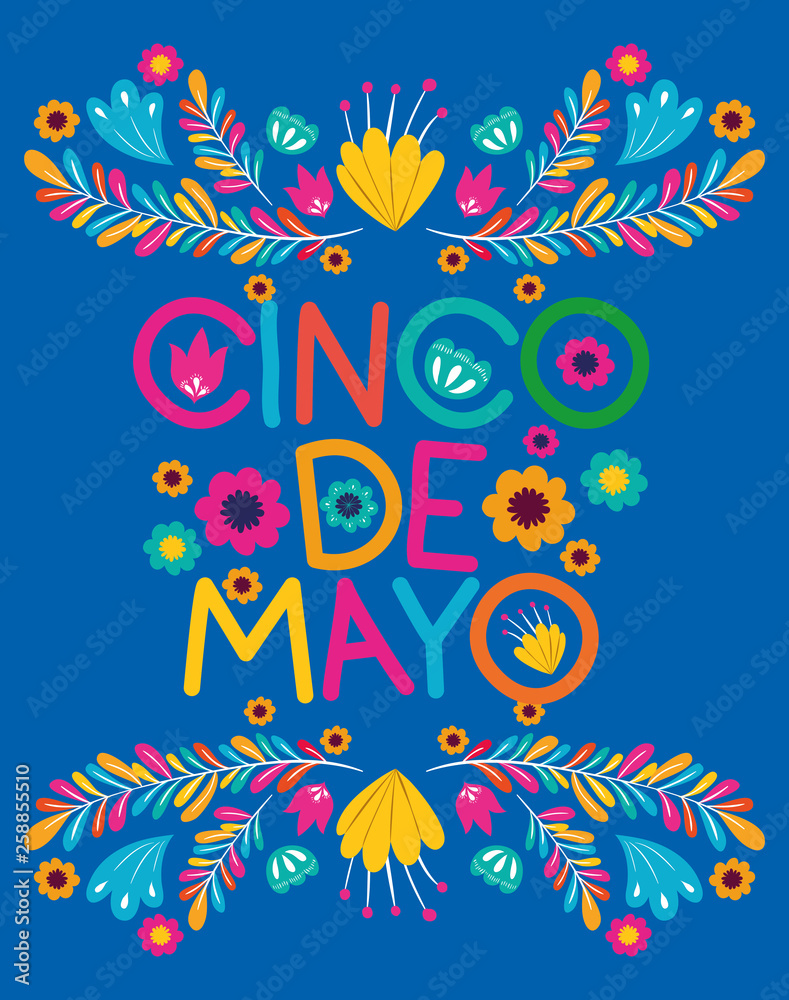 cinco de mayo card with floral decoration cinco de mayo card with floral decoration