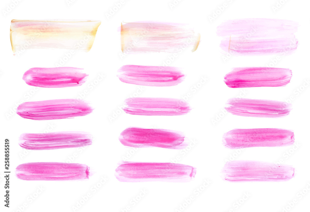 Vector pink paint smear stroke stain set. Abstract pink glittering textured art illustration. Acrylic Texture Paint Stain Illustration. Hand drawn brush strokes vector elements. Acrilyc strokes. Vector pink paint smear stroke stain set. Abstract pink glittering textured art illustration. Acrylic Texture Paint Stain Illustration. Hand drawn brush strokes vector elements. Acrilyc strokes.