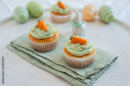 Carrot Hazelnut Muffins with marzipan carrots for easter 