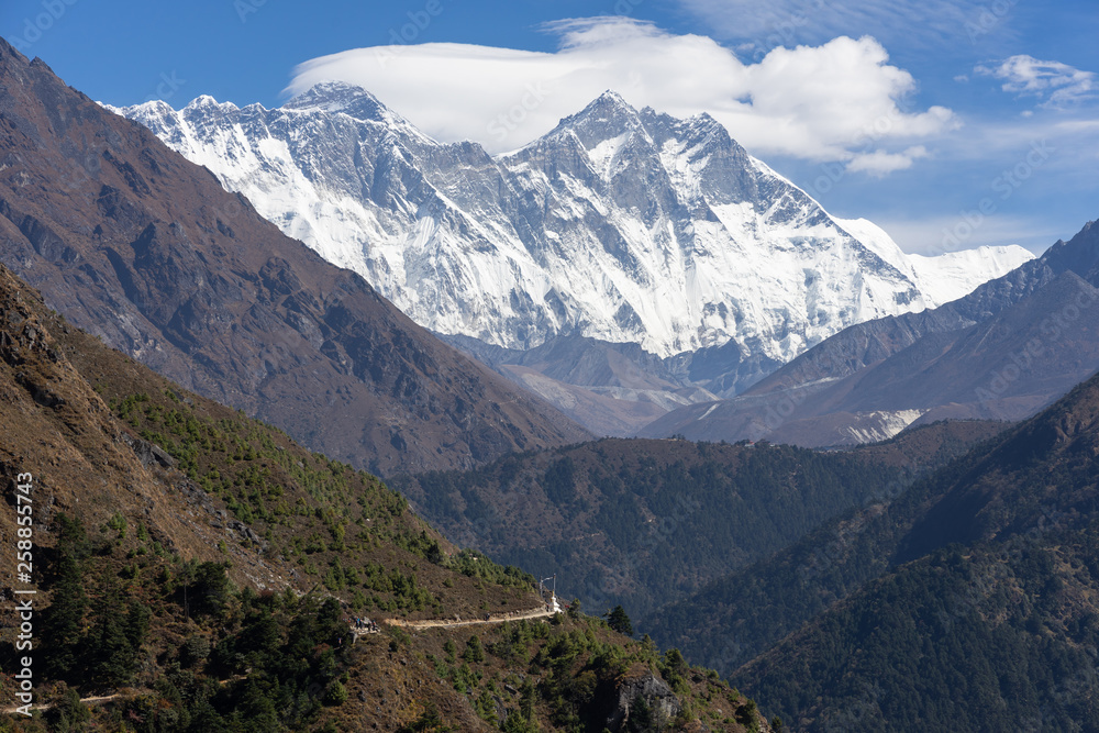 Himalayas mountain range along the way to Everest base camp, Nepal