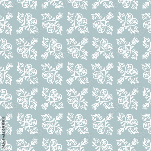 Classic seamless pattern. Damask orient light blue and white ornament. Classic vintage background