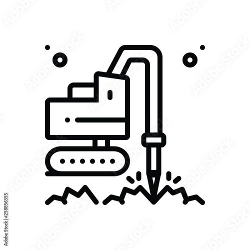 Black line icon for geotechnical drilling