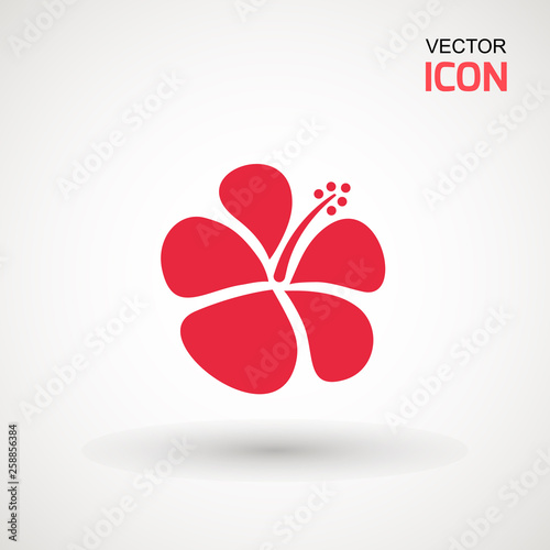 Hibiscus flower, icon. Hibiscus icon isolated on white background. Vector art.