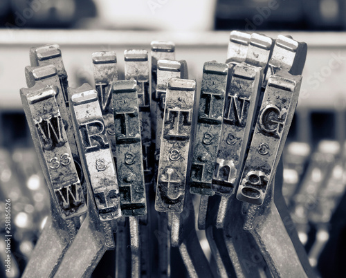 the word  writing with old typwriter keys photo